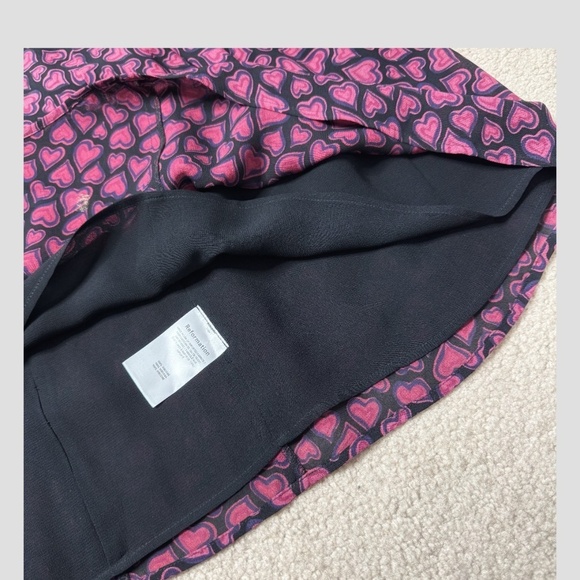 NWT Reformation Tamsin Mini Dress Bon Bon Pink Hearts Motif Long Sleeve Size 12 - Picture 11 of 16